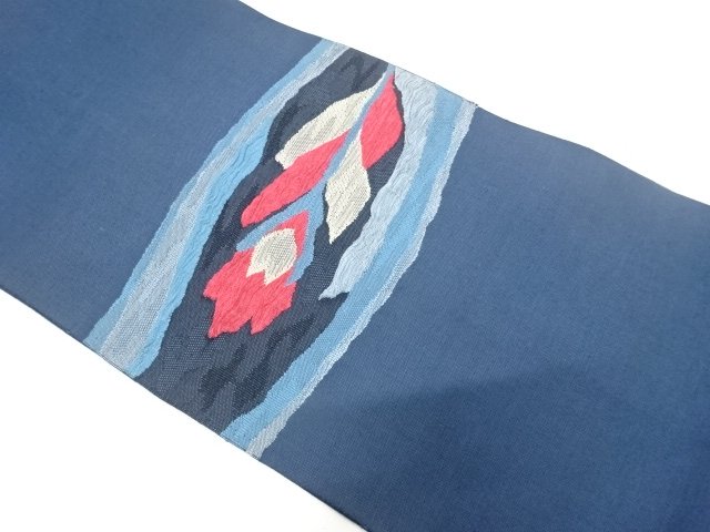 JAPANESEKIMONO / ANTIQUE ABSTRACT WOVEN PEACOCK FEATHER PATTERN NAGOYA